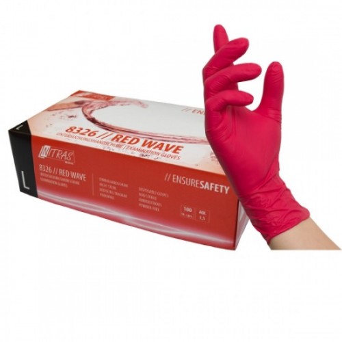 Γάντια νιτριλίου μιας χρήσης RED WAVE 8326