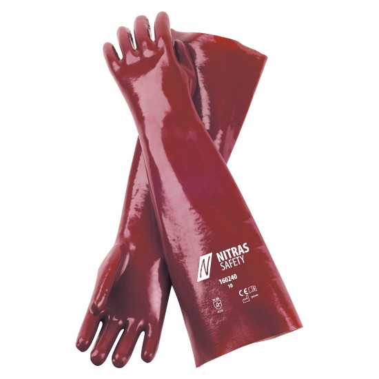 Γάντια PVC κόκκινα με πλήρη επένδυση 40cm 160240