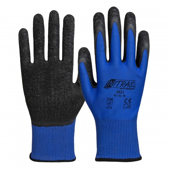 NITRAS ΓΑΝΤΙΑ NYLON , GREY LATEX COATING BLACK 3521 NITRAS ΓΑΝΤΙΑ NYLON , GREY LATEX COATING BLACK 3521