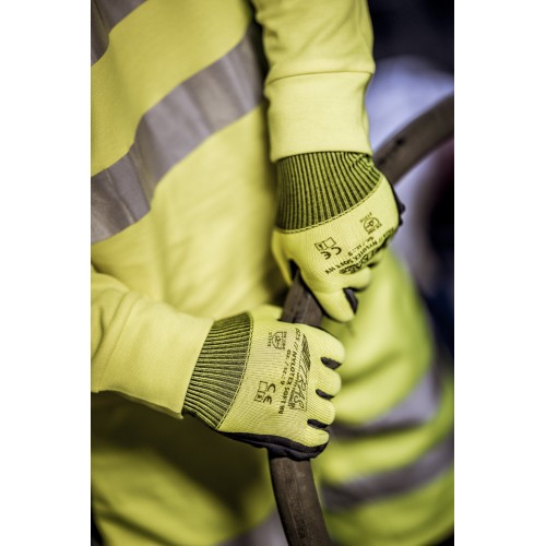 NITRAS ΓΑΝΤΙΑ nylotex soft HV, nylon neon yellow,latex foam,dark blue EN 388 3525