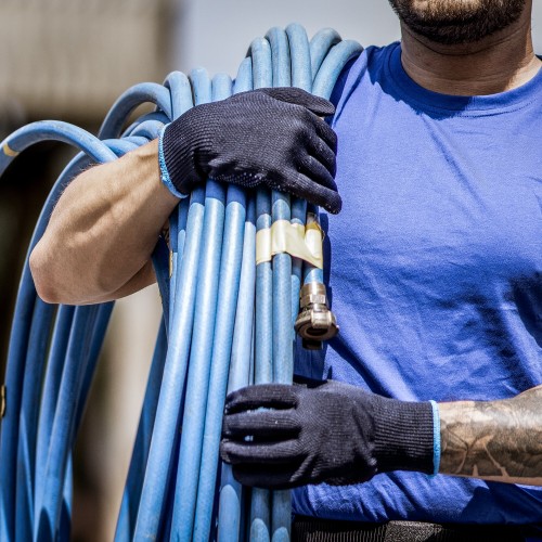 NITRAS Γάντια πλεκτά nylon/cotton μπλε με κουκίδες PVC 6101